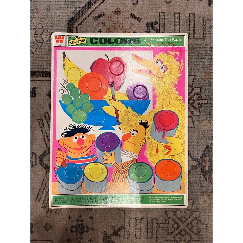 Vintage Sesame Street Giant Cardboard Tray Puzzle Lot 1970s Whitman Big Bird EUC